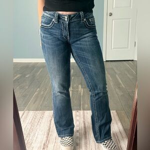 Miss Me Mid-Rise Bootcut Jeans in Faded Blue Wash sz 29